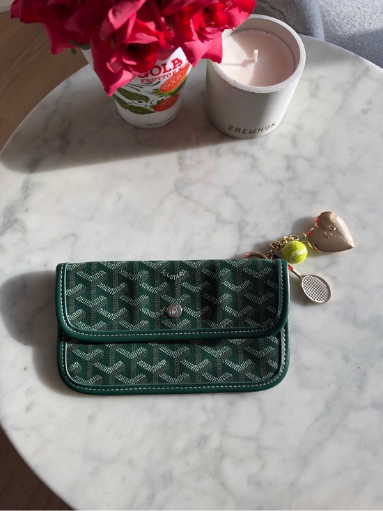 Goyard Handbags - Goyard Green Goyardine Canvas Wallet Pochette Pouch Wristlet